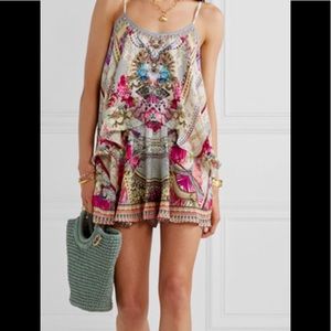 Camilla flares play suit with overlay.